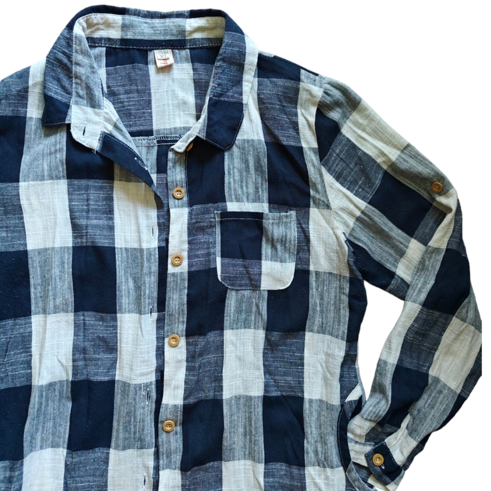Plaid Button Down Top With Pockets - image 2